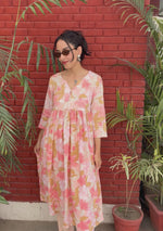 Load and play video in Gallery viewer, Peach Floral Rayon - Moss Coord with Gathers
